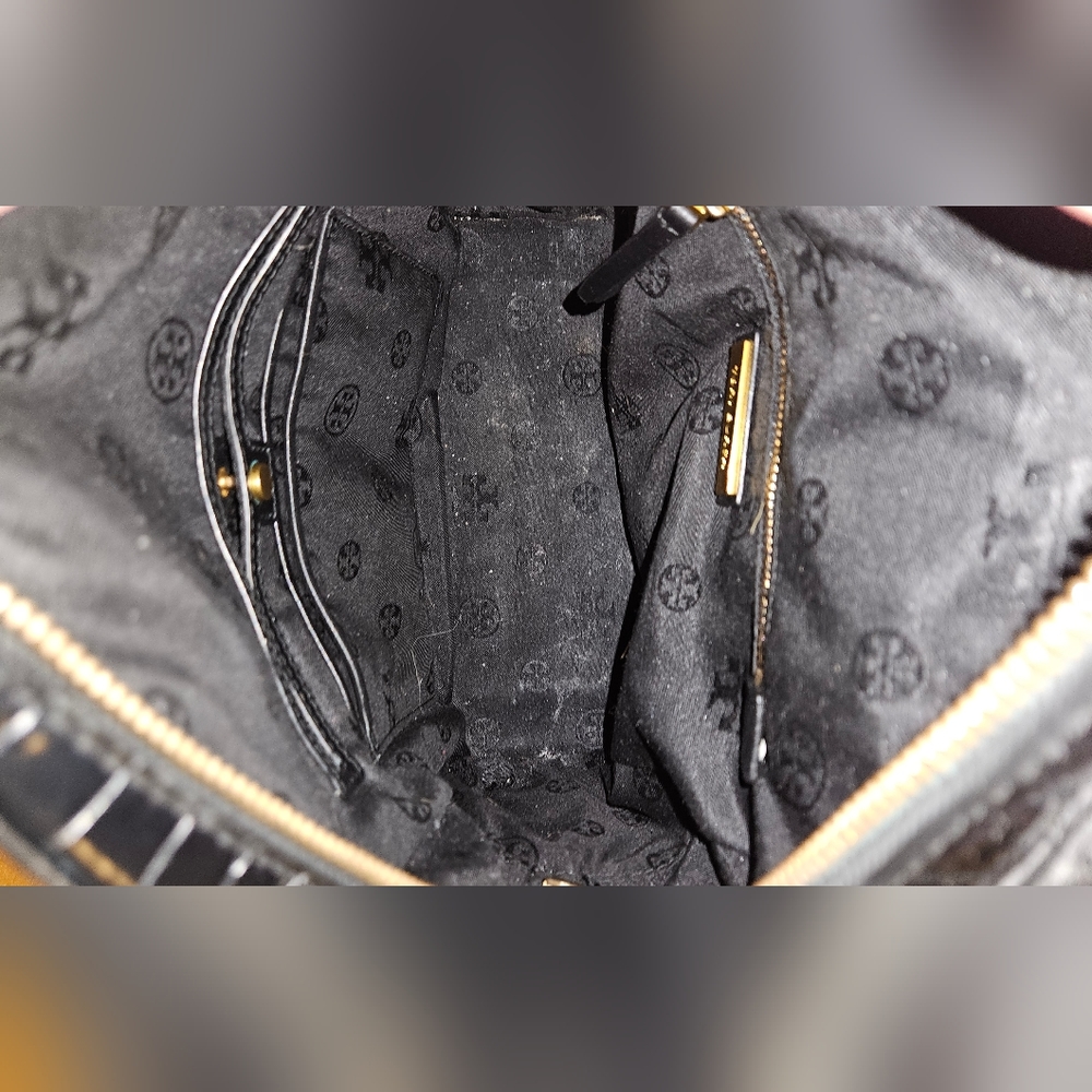 Tory Burch Black Croc-Embossed Backpack - Picture 9 of 9